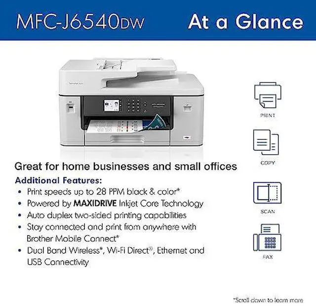 Alt view image 12 of 20 - Brother MFC-J5340DW Wireless All-in-One Printer for Home Office and Small Business High-Speed Color Inkjet Technology