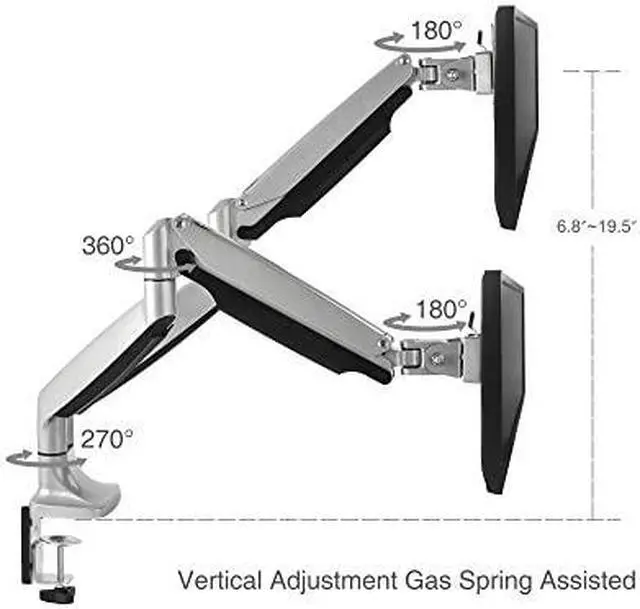 Alt view image 15 of 18 - SIIG CE-MT2E12-S1 High Premium Aluminum Gas Spring Desk Mount - Dual Monitor, VESA (75x75/100x100)