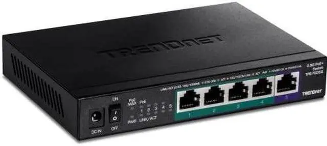 Alt view image 9 of 14 - TRENDnet 5-Port Unmanaged 2.5G PoE+ Switch, Fanless, Compact Desktop Design, Metal Housing, 2.5GBASE-T Ports, IEEE 802.3bz, 55W PoE Budget, Black,Lifetime Protection, TPE-TG350