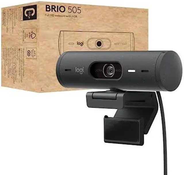 Alt view image 4 of 10 - Logitech BRIO 505 Webcam - 4 Megapixel - 60 fps - Graphite - USB Type C - 1920 x 1080 Video - Auto-focus - 4x Digital Zoom - Microphone - Notebook, Display Screen, Monitor