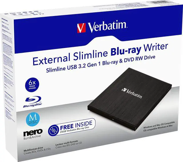 Alt view image 12 of 20 - Verbatim External Slimline Blu-Ray RW Drive - 43890 - Black