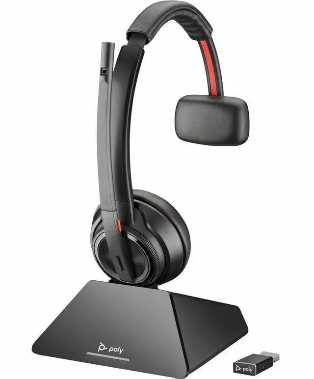 Alt view image 10 of 13 - HP Savi 8210 UC DECT 1920-1930 MHz USB-A Headset - Mono - Wireless - Bluetooth/DECT - 590.6 ft - 20 Hz - 20 kHz - On-ear, Over-the-head - Monaural - Ear-cup - Noise Cancelling, Omni-directional Microp