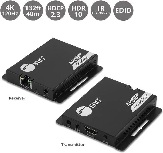 Alt view image 6 of 11 - SIIG HDMI Extender w/ IR up to 132ft 40M EDID Nearly zero latency CEH27L11S1