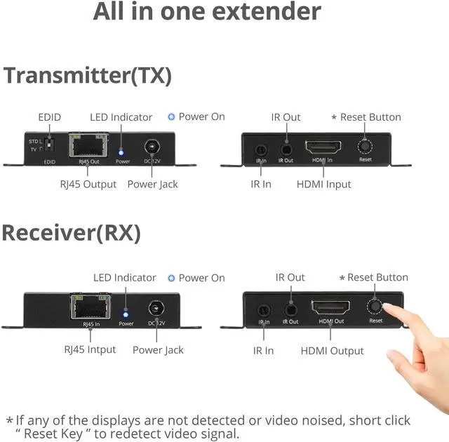 Alt view image 8 of 11 - SIIG HDMI Extender w/ IR up to 132ft 40M EDID Nearly zero latency CEH27L11S1