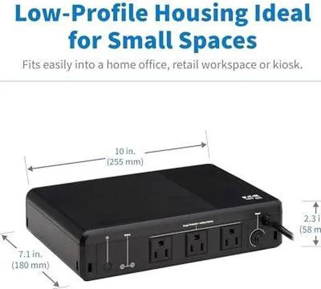 Alt view image 13 of 15 - Tripp Lite by Eaton series 850VA 450W 120V Standby UPS - 5 NEMA 5-15R Outlets (Surge + Battery Backup), 5-15P Plug, Desktop uninterruptible power supply - Desktop/Surface/Wall Mountable UPS - 8 Hour R