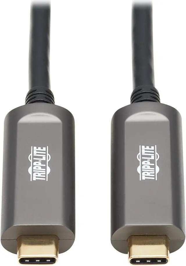 Main image of Tripp Lite USB-C Fiber (10 Gbps) Data Cable, USB 3.2 Active Optical Cable, Male to Male, Black, Plenum-Rated for in Wall & Ceiling Installations, 33" to 98" Length, 3-Year Warranty (U420F-D3 Series)