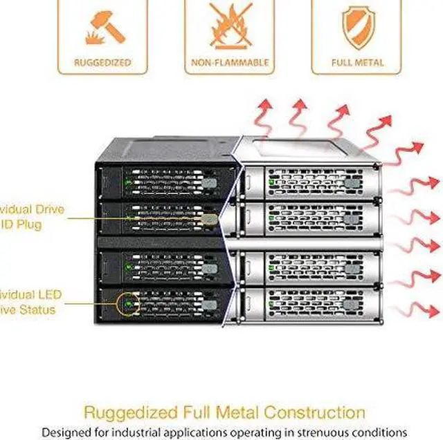 Alt view image 15 of 20 - Icy Dock MB924IP-B | Rugged Full Metal 24 Bay 2.5" SAS/SATA SSD/HDD Backplane Cage for 3 x External 5.25" Bay | ToughArmor