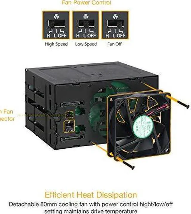 Alt view image 16 of 20 - Icy Dock MB924IP-B | Rugged Full Metal 24 Bay 2.5" SAS/SATA SSD/HDD Backplane Cage for 3 x External 5.25" Bay | ToughArmor