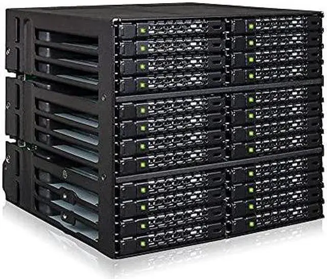 Alt view image 10 of 20 - Icy Dock MB924IP-B | Rugged Full Metal 24 Bay 2.5" SAS/SATA SSD/HDD Backplane Cage for 3 x External 5.25" Bay | ToughArmor