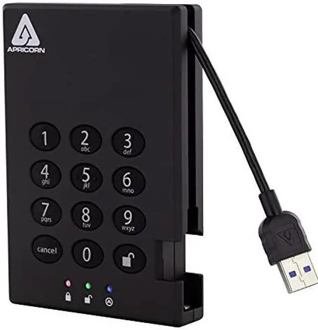 Alt view image 4 of 15 - Apricorn Aegis Padlock 2 TB USB 3.0 256-Bit AES XTS Hardware Encrypted Portable External Hard Drive (A25-3PL256-2000)