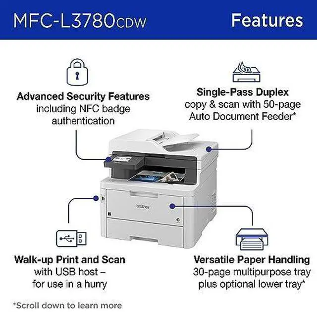 Alt view image 9 of 17 - Brother MFC-L3780CDW Wireless Digital Color All-in-One Printer