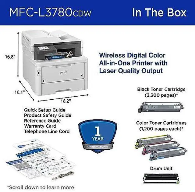 Alt view image 10 of 17 - Brother MFC-L3780CDW Wireless Digital Color All-in-One Printer