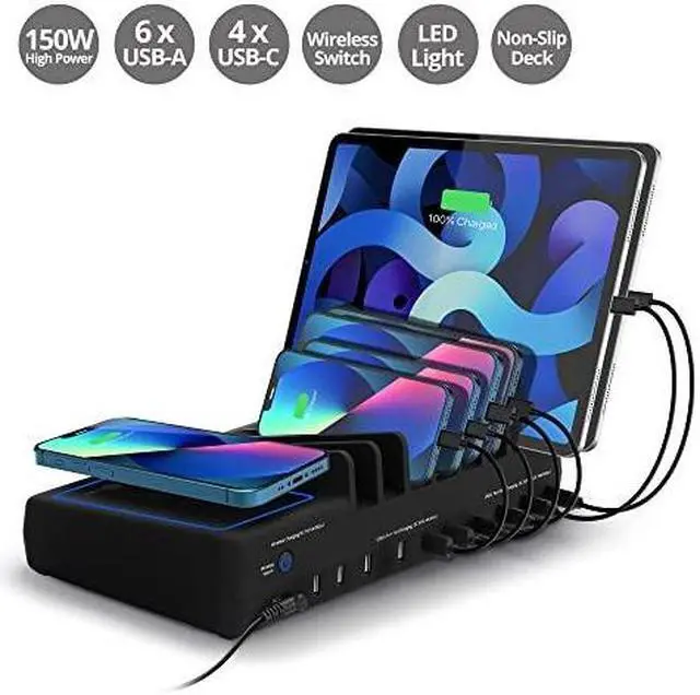 Alt view image 19 of 20 - SIIG 10-Port USB-A/C & Wireless Charging Station 150W ACPW1R11S1