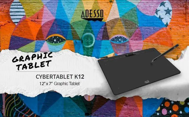 Alt view image 18 of 20 - Adesso 12" x 7" Graphic Tablet - Graphics Tablet - 12" x 7" - 5080 lpi Cable - 8192 Pressure Level - Pen - 1 - Mac, PC - Black