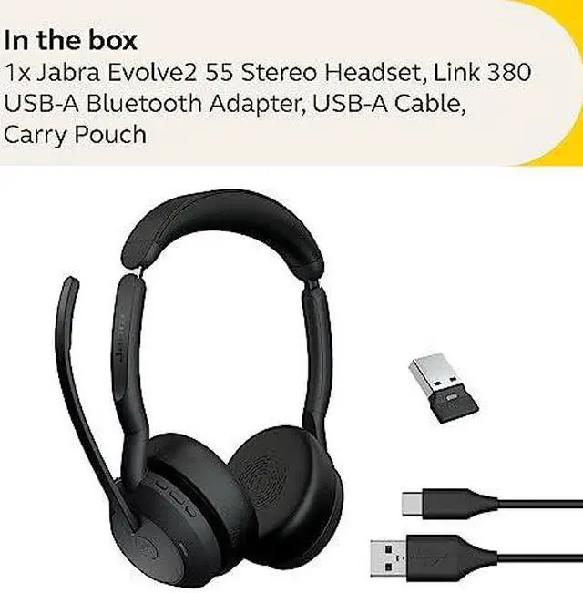 Alt view image 9 of 10 - Jabra Evolve2 55 Stereo UC Wireless Headset with Link380a (25599-989-999-01)