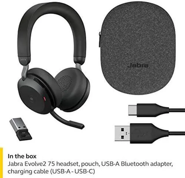 Alt view image 11 of 11 - Jabra Evolve2 75 UC with Charging Stand-Black-USB-C-27599-989-889 Evolve2 75 UC Stereo with Charging Stand