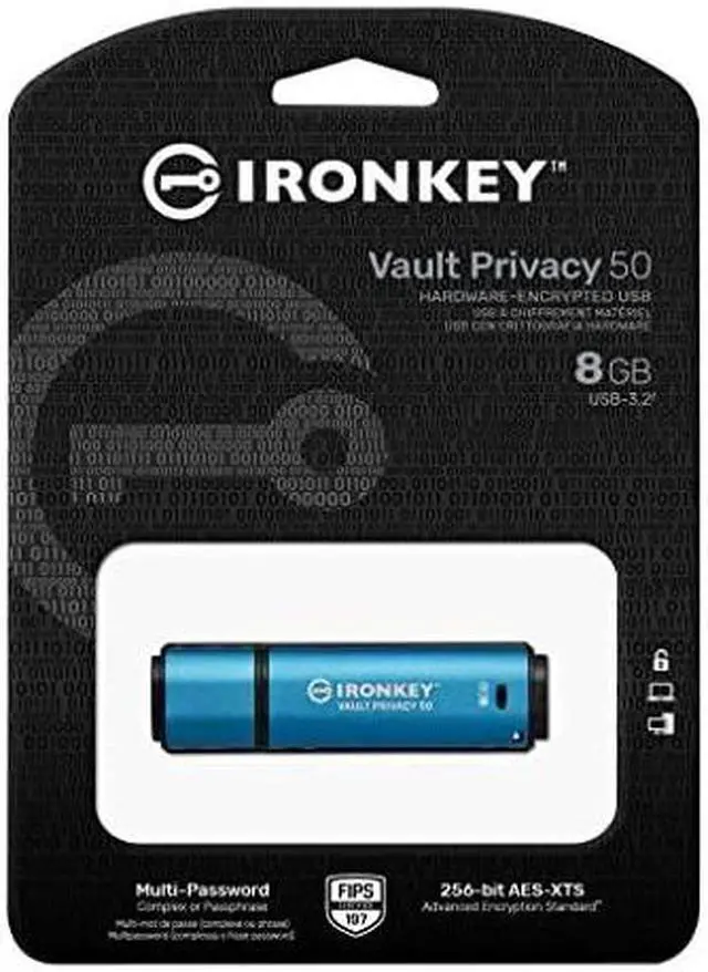 Alt view image 8 of 10 - Kingston Ironkey Vault Privacy 50 USB-C 128GB AES 256 Encrypted Flash Drive