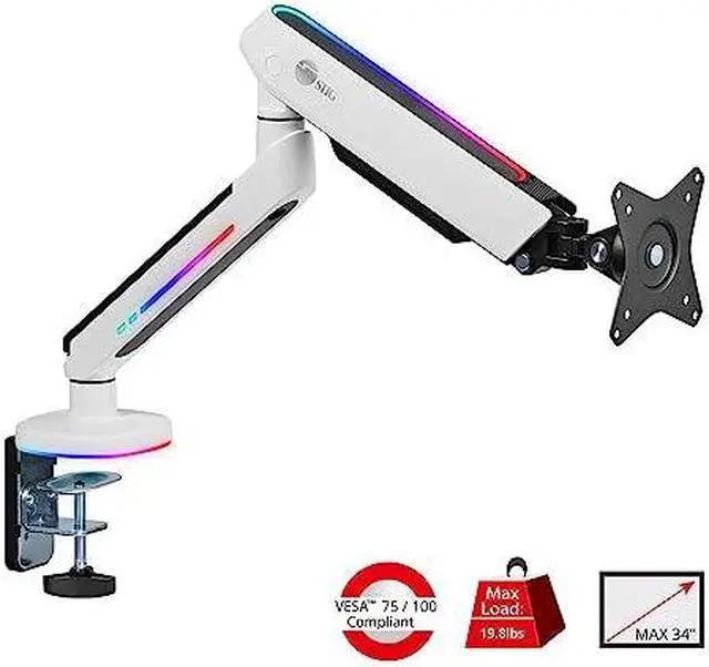Alt view image 3 of 9 - SIIG Single Monitor Desk Mount RGB