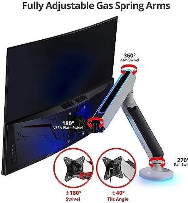 Alt view image 4 of 9 - SIIG Single Monitor Desk Mount RGB