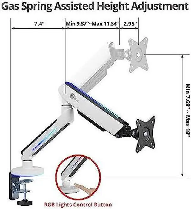 Alt view image 6 of 9 - SIIG Single Monitor Desk Mount RGB