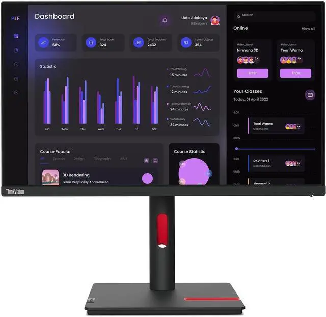 Alt view image 18 of 20 - Lenovo ThinkVision T24i-30 23.8" Full HD LCD Monitor - 16:9 - Raven Black - 24" Class - In-plane Switching (IPS) Technology - 1920 x 1080 - 16.7 Million Colors - 250 Nit - 4 ms - 60 Hz Refre