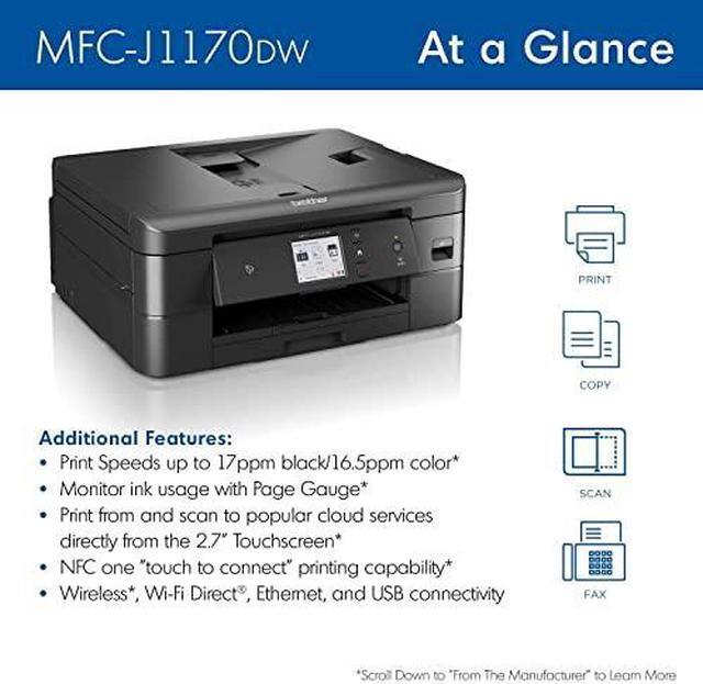 Alt view image 15 of 19 - Brother MFC-J1170DW Wireless Color Inkjet All-in-One Printer
