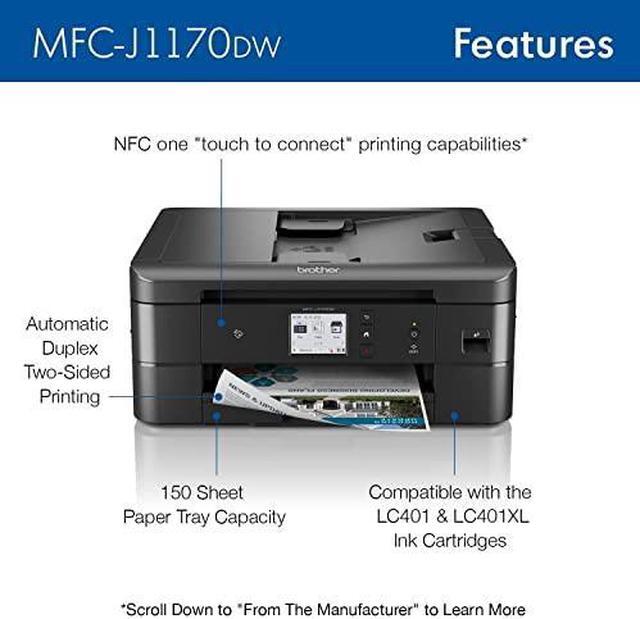 Alt view image 16 of 19 - Brother MFC-J1170DW Wireless Color Inkjet All-in-One Printer