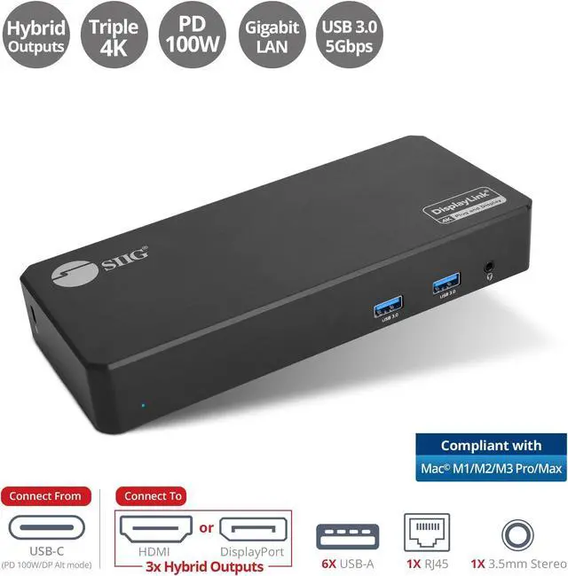 Alt view image 17 of 20 - SIIG AC JUDK0J11S1 Universal Hybrid Triple 4K Video Docking Station w PD30