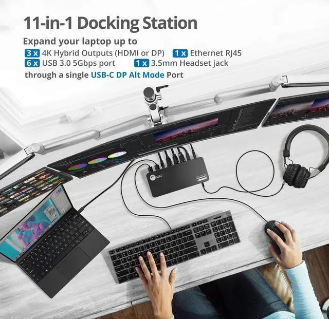 Alt view image 19 of 20 - SIIG AC JUDK0J11S1 Universal Hybrid Triple 4K Video Docking Station w PD30