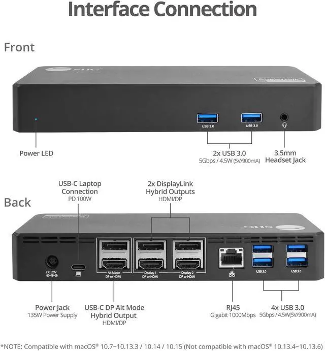 Alt view image 18 of 20 - SIIG AC JUDK0J11S1 Universal Hybrid Triple 4K Video Docking Station w PD30