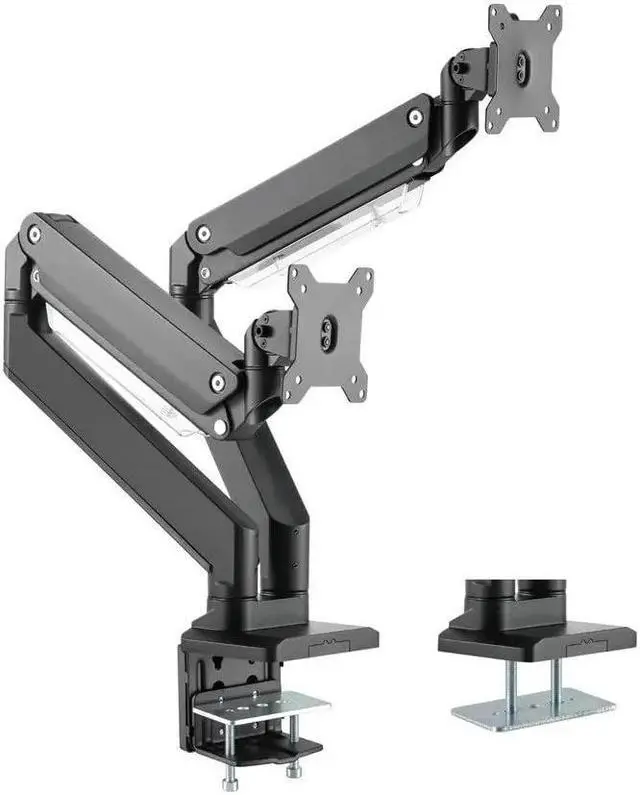 Alt view image 9 of 13 - Monoprice Heavy-Duty Dual-Monitor Full-Motion Adjustable Gas-Spring Desk Mount for 15 to 34 Inches Monitors, Desk EdgeClamp, Fits 2 Screens - Workstream Collection