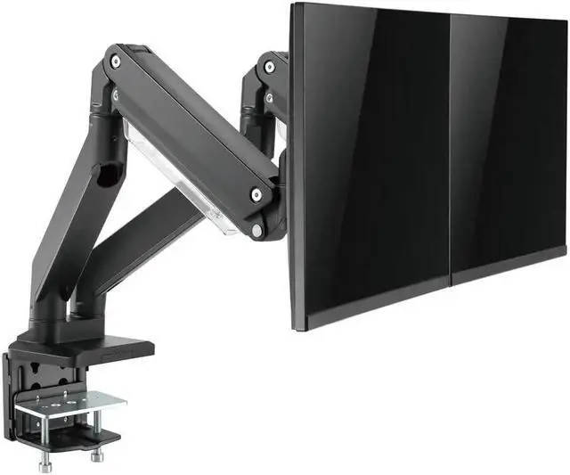Alt view image 10 of 13 - Monoprice Heavy-Duty Dual-Monitor Full-Motion Adjustable Gas-Spring Desk Mount for 15 to 34 Inches Monitors, Desk EdgeClamp, Fits 2 Screens - Workstream Collection