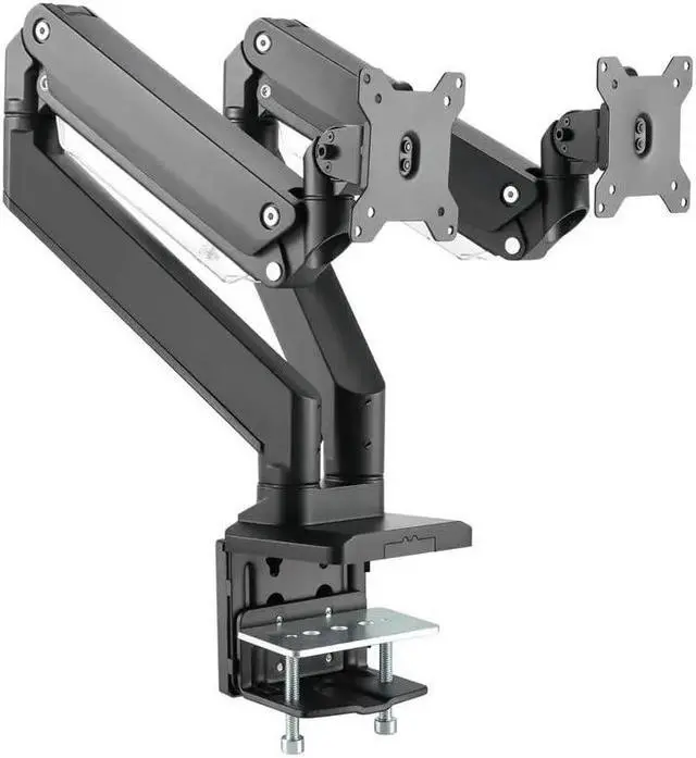 Alt view image 8 of 13 - Monoprice Heavy-Duty Dual-Monitor Full-Motion Adjustable Gas-Spring Desk Mount for 15 to 34 Inches Monitors, Desk EdgeClamp, Fits 2 Screens - Workstream Collection