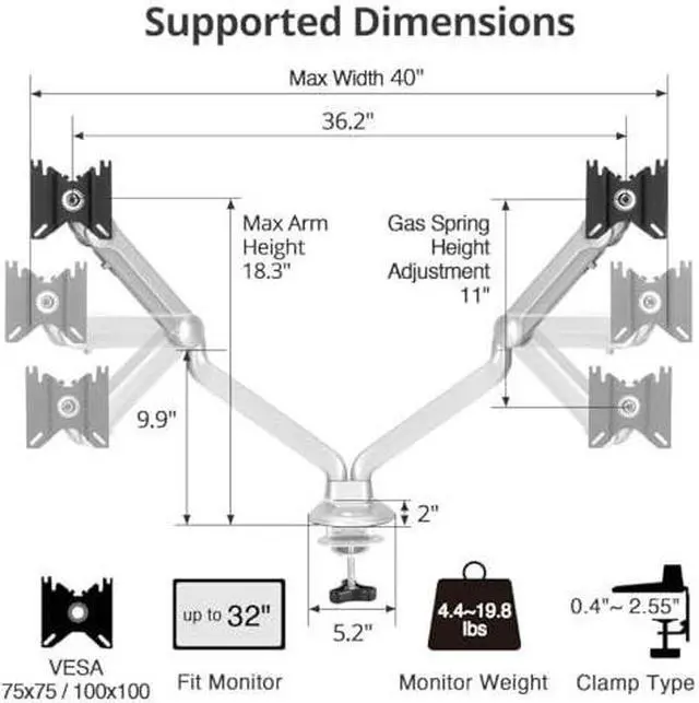 Alt view image 5 of 10 - SIIG Dual Monitor VESA Mounts