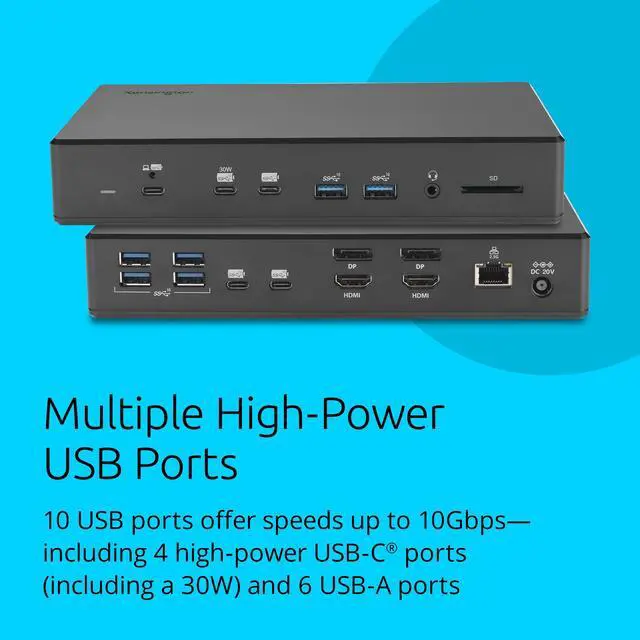 Alt view image 9 of 9 - Kensington SD4880P USB-C 10Gbps Quad Video 17-in-1 Driverless Dock
