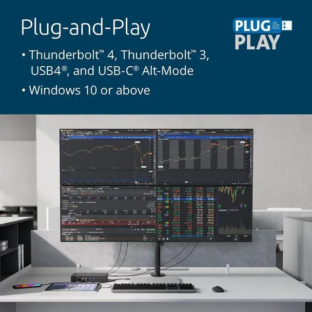 Alt view image 6 of 9 - Kensington SD4880P USB-C 10Gbps Quad Video 17-in-1 Driverless Dock