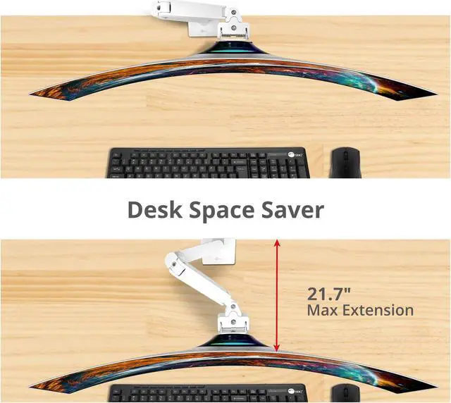 Alt view image 5 of 10 - SIIG Heavy Duty Single Monitor Arm Desk Mount Holds One 34" - 49" Monitor Between 22-44 lbs C-Clamp/Grommet Full Motion Height Adjustable VESA 75/100/200mm Cable Management CE-MT3S11-S1 Brown Box