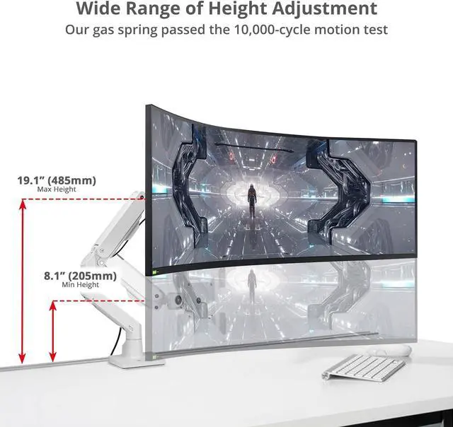 Alt view image 7 of 10 - SIIG Heavy Duty Single Monitor Arm Desk Mount Holds One 34" - 49" Monitor Between 22-44 lbs C-Clamp/Grommet Full Motion Height Adjustable VESA 75/100/200mm Cable Management CE-MT3S11-S1 Brown Box