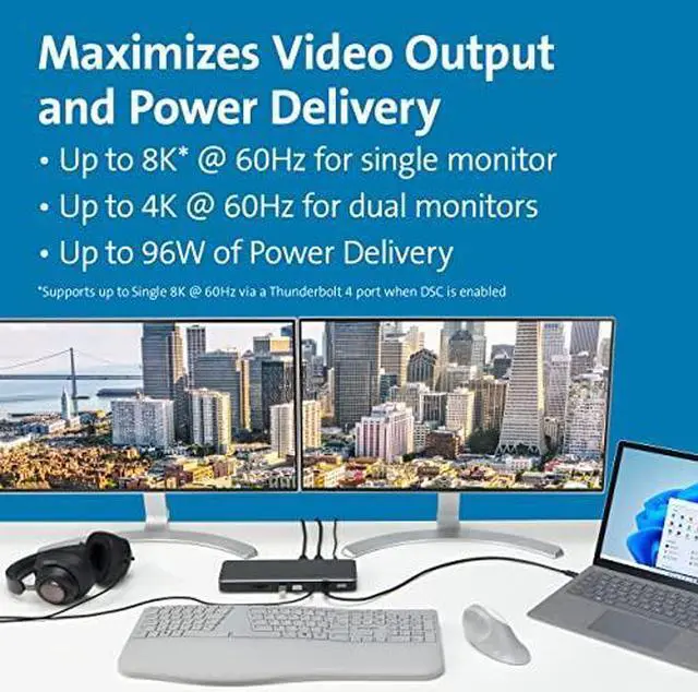 Alt view image 9 of 12 - Kensington SD5760T Thunderbolt 4 Dual 4K Docking Station K34110NA