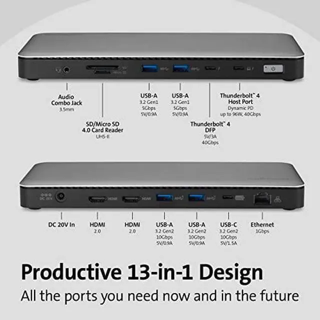 Alt view image 10 of 12 - Kensington SD5760T Thunderbolt 4 Dual 4K Docking Station K34110NA