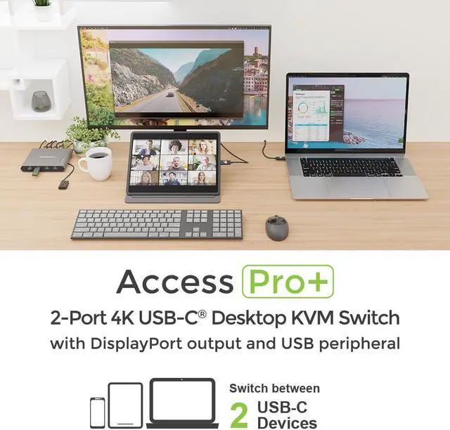 Alt view image 6 of 20 - IOGEAR 2-Port 4K USB-C Desktop KVM with DisplayPort GCS1602CC