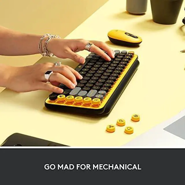 Alt view image 16 of 18 - Logitech POP Keys Mechanical Wireless Keyboard with Customizable Emoji , Durable Compact Design, Bluetooth or USB Connectivity, Multi-Device, OS Compatible - Daydream Mint