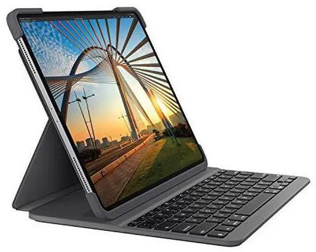 Alt view image 12 of 20 - Logitech Combo Touch Keyboard/Cover Case for 12.9" Apple iPad Pro 5th Gen Gray