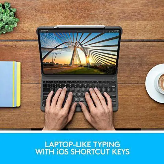 Alt view image 13 of 20 - Logitech Combo Touch Keyboard/Cover Case for 12.9" Apple iPad Pro 5th Gen Gray