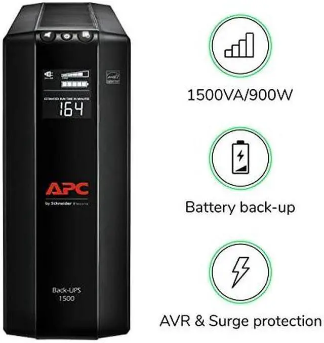 Alt view image 17 of 19 - APC by Schneider Electric Back UPS Pro BX1500M, Compact Tower, 1500VA, AVR, LCD, 120V