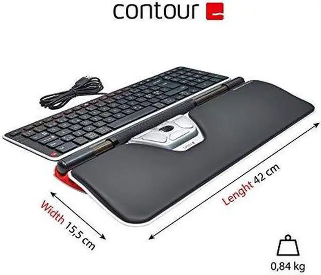 Alt view image 12 of 20 - Contour RollerMouse Red plus - 1" x 16.8" x 6.2" Dimension
