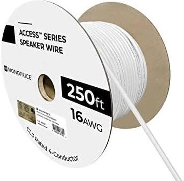 Alt view image 8 of 8 - Monoprice Speaker Wire, CL3 Rated, 4-Conductor, 16AWG, 250ft, White