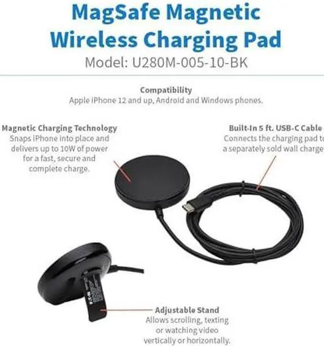 Alt view image 5 of 7 - Eaton Tripp Lite Series 20W Wireless Charger Stand White U280MS2N1WH