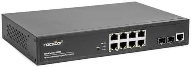 Alt view image 3 of 3 - Rocstor SolidConnect SCM8 8-Port PoE+ Gigabit L2 Managed Ethernet Switch