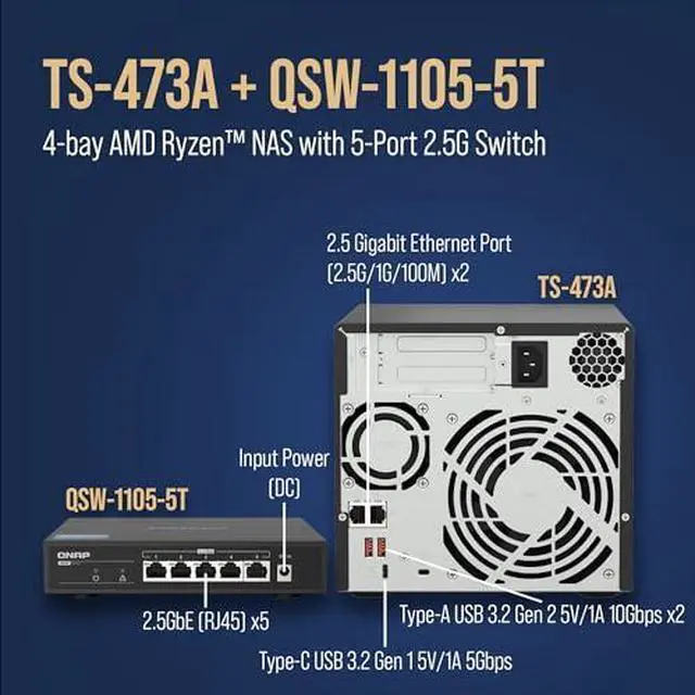 Alt view image 13 of 15 - QNAP DESKTOP 8-BAY NAS/ISCSI IP-SAN, AMD RYZEN V1000 SERIES V1500B 4C/8T 2.2 GHZ